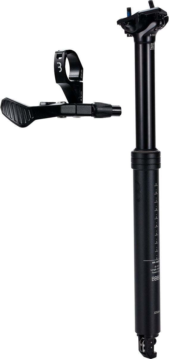 Bbb cycling lift post tige de selle réglable tige télescopique ø31,6 mm - tige de selle avec levier de commande à distance - 410 mm - certifié pour : vélo électrique, vélo de course vtt - bsp-51