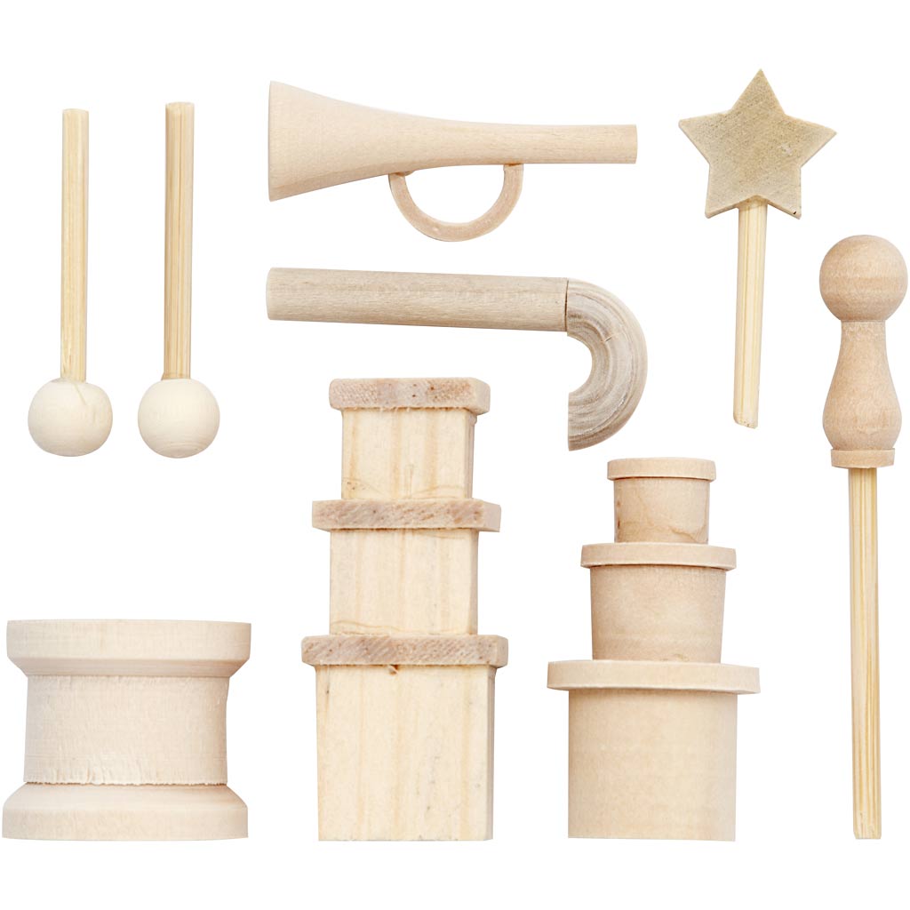 Creativ Company Petit accessoires en bois pour décoration, 13dlg.