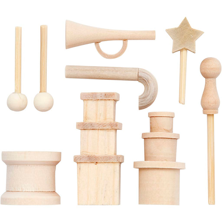 Creativ Company Petit accessoires en bois pour décoration, 13dlg.
