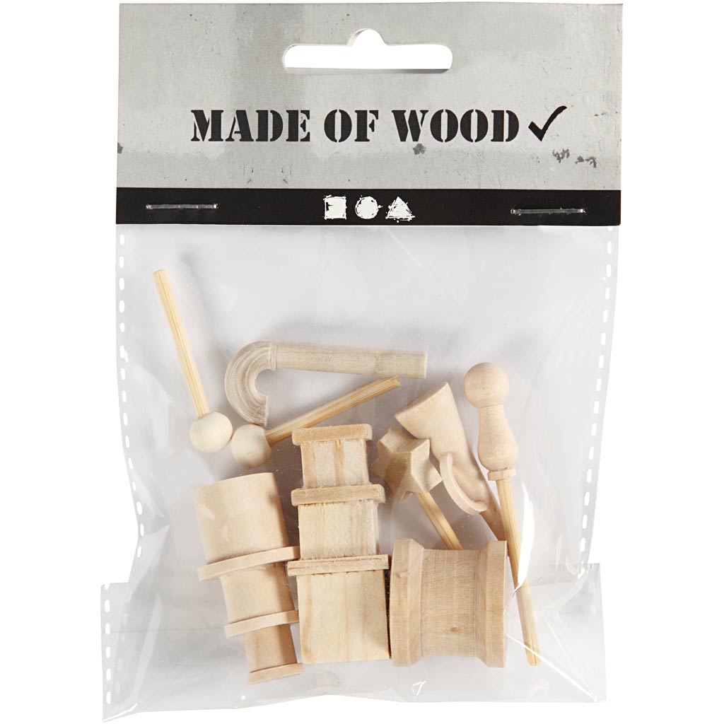 Creativ Company Petit accessoires en bois pour décoration, 13dlg.