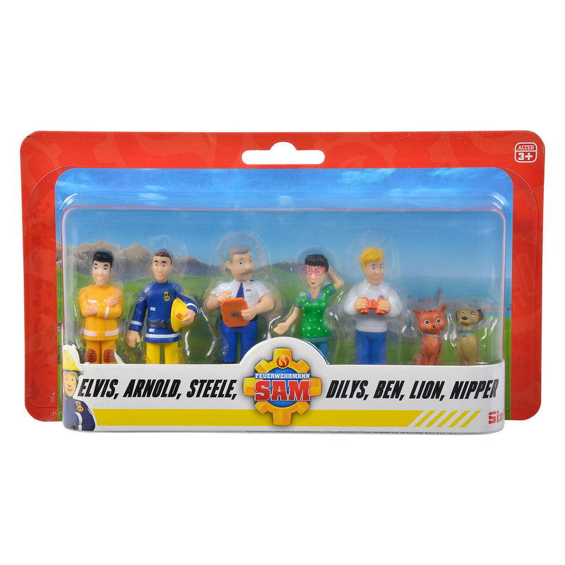 Simba Fireman Sam Play Figures avec 2 chiens set, 7st.