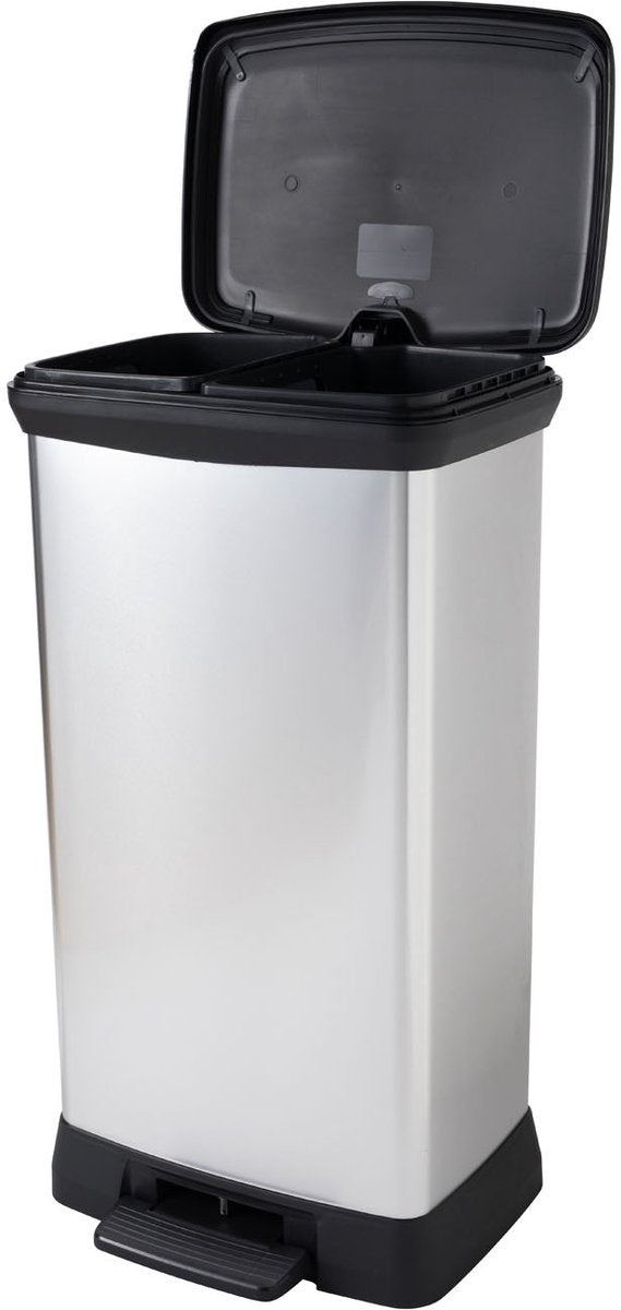 Curver Curver Decobin Duo pédale Bucket 23L + 23L Silver Metallic
