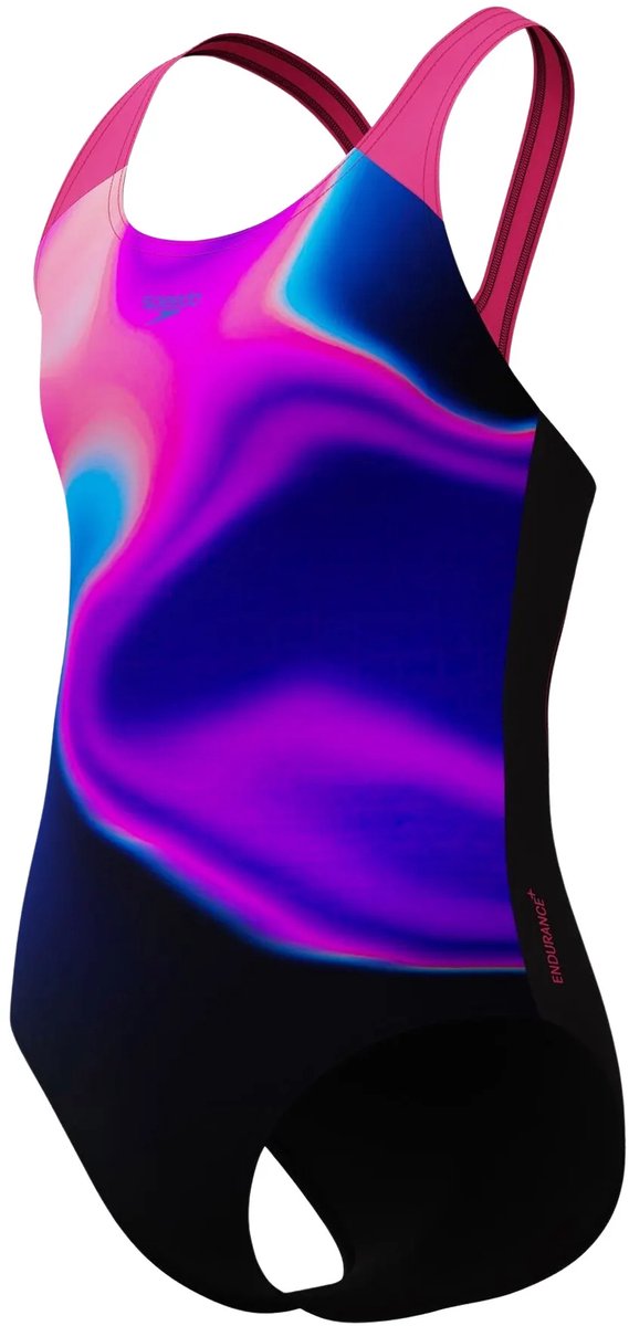 Maillot de bain de sport filles Speedo print splashback - noir violet