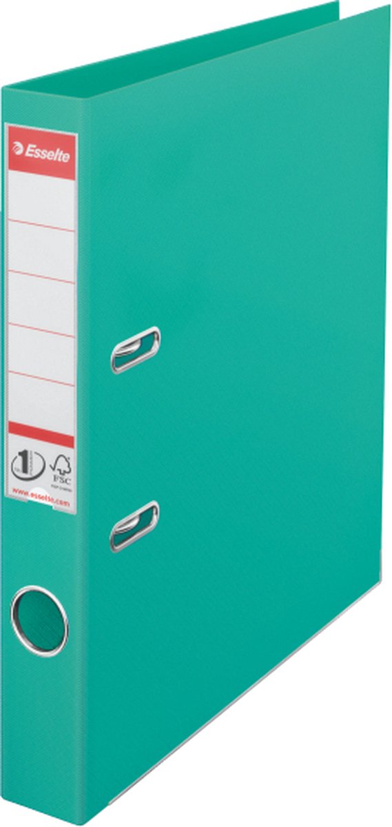 Classeur A4 en plastique Esselte no.1 power avec porte-étiquette - 2 anneaux - largeur de dos de 50 mm - capacité de 350 feuilles - vert