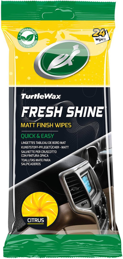 Lingettes nettoyantes intérieures mates Turtle Wax Fresh Shine - nettoyage supérieur - pour tous les plastiques intérieurs - antistatique - finition mate naturelle - dans un emballage refermable - 24 lingettes
