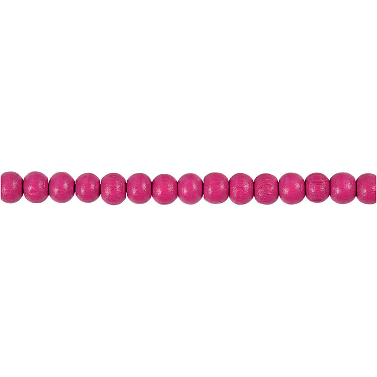 Perles en bois Creativ Company, d 5 mm, diamètre du trou 1,5 mm, env. 150 pièces, rose, 150 pièces, 6 g 1 boîte