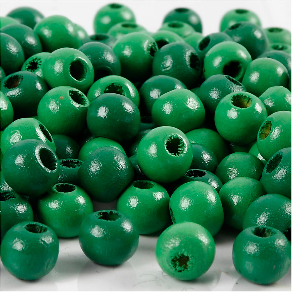 Perles en bois Creativ Company, d 8 mm, diamètre du trou 2 mm, env. 80 pièces, vert, 15 g 1 boîte
