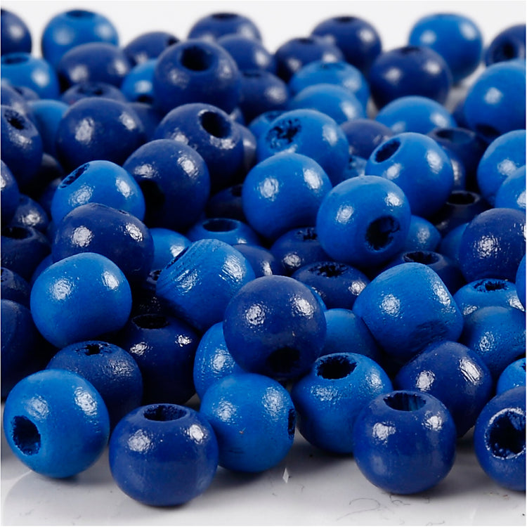 Perles en bois Creativ Company, d 8 mm, diamètre du trou 2 mm, env. 80 pièces, bleu, 15 g 1 boîte