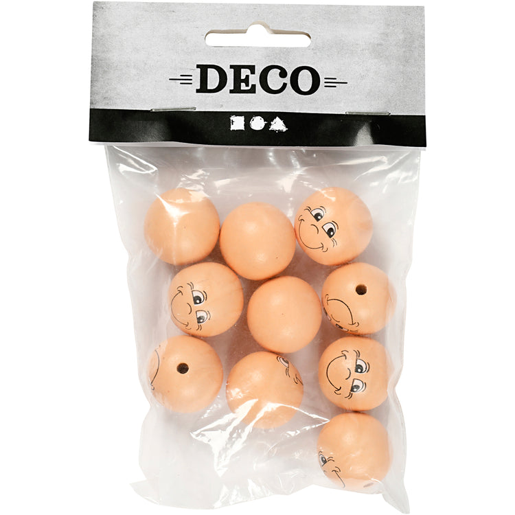 Creativ company boules en bois avec faces, d 22 mm, beige clair, 10 pièces 1 boîte