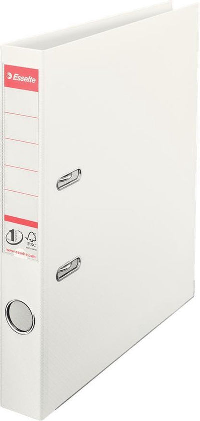 Classeur en plastique durable Esselte Vivida avec porte-étiquettes - 2 anneaux avec une largeur de dos de 50 mm - capacité : 350 feuilles A4 - blanc