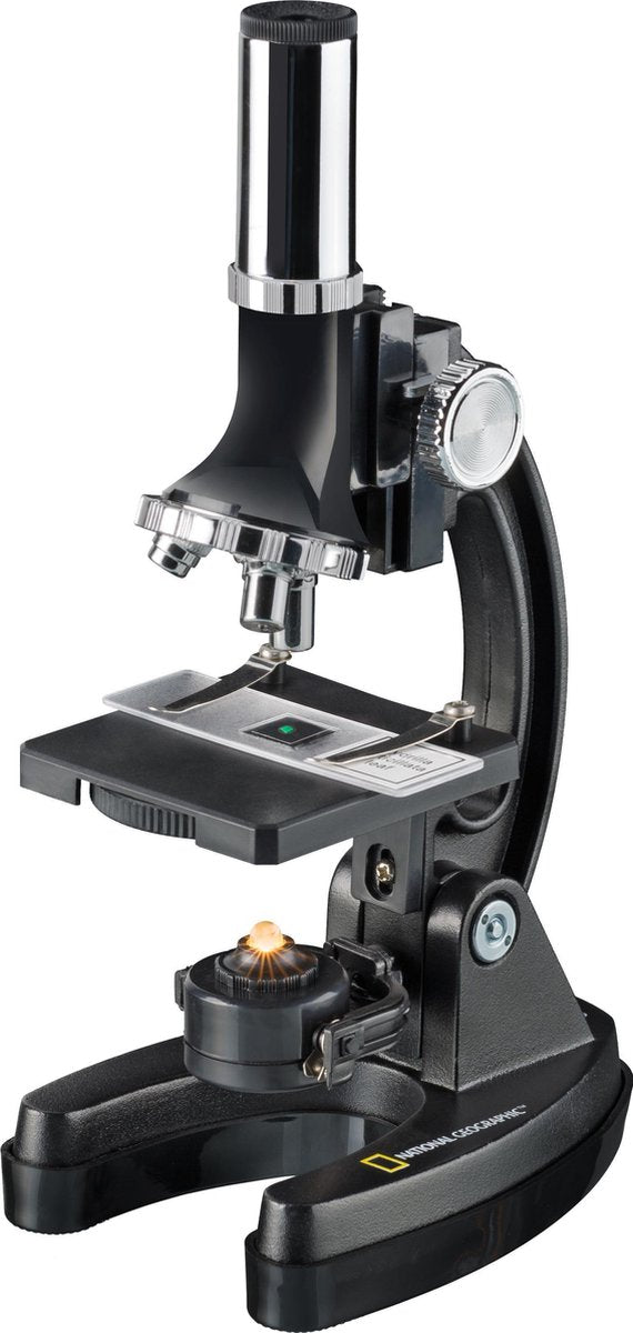 Microscope National Geographic avec valise 33 cm en acier noir 24 pièces