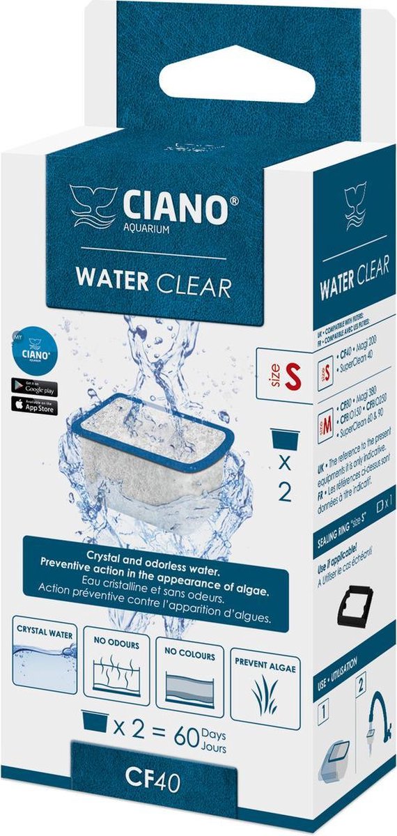 Ciano water clear - filtre d'aquarium - 2 pièces - petit