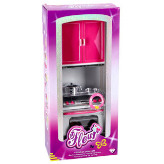 Fleur Fleur Kitchen jouant un poêle à gaz avec four et placard de cuisine