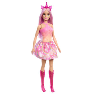 Poupée de licorne Mattel avec cheveux roses et tenue colorée