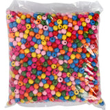 Perles en bois Creativ Company, d 10 mm, diamètre du trou 2,5-3 mm, env. 1500 pièces, différentes couleurs, 500 g 1 sachet - afbeelding 2