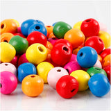 Perles en bois Creativ Company, d 10 mm, diamètre du trou 2,5-3 mm, env. 1500 pièces, différentes couleurs, 500 g 1 sachet - afbeelding 1
