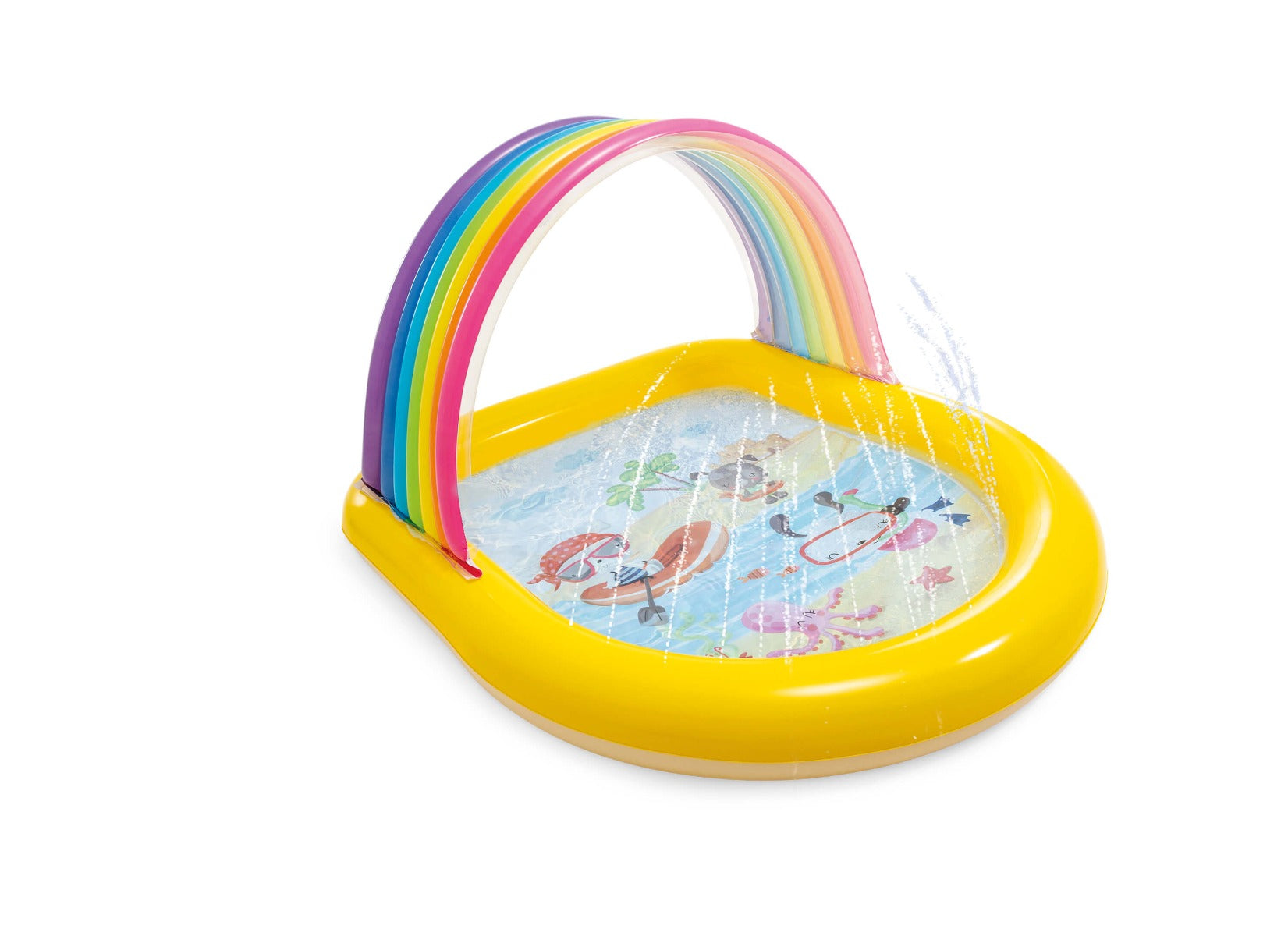 Piscine arc-en-ciel avec pulvérisateurs d'eau