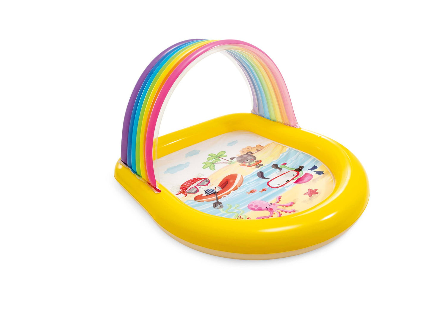Piscine arc-en-ciel avec pulvérisateurs d'eau