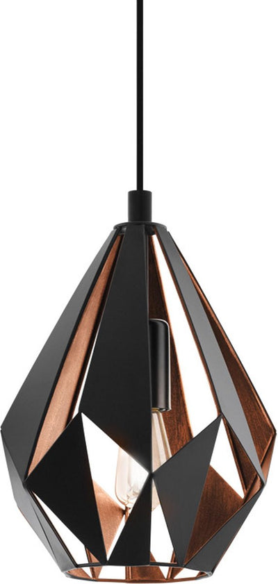 Suspension Eglo Carlton 1 - e27 - ø 20,5 cm - cuivre noir