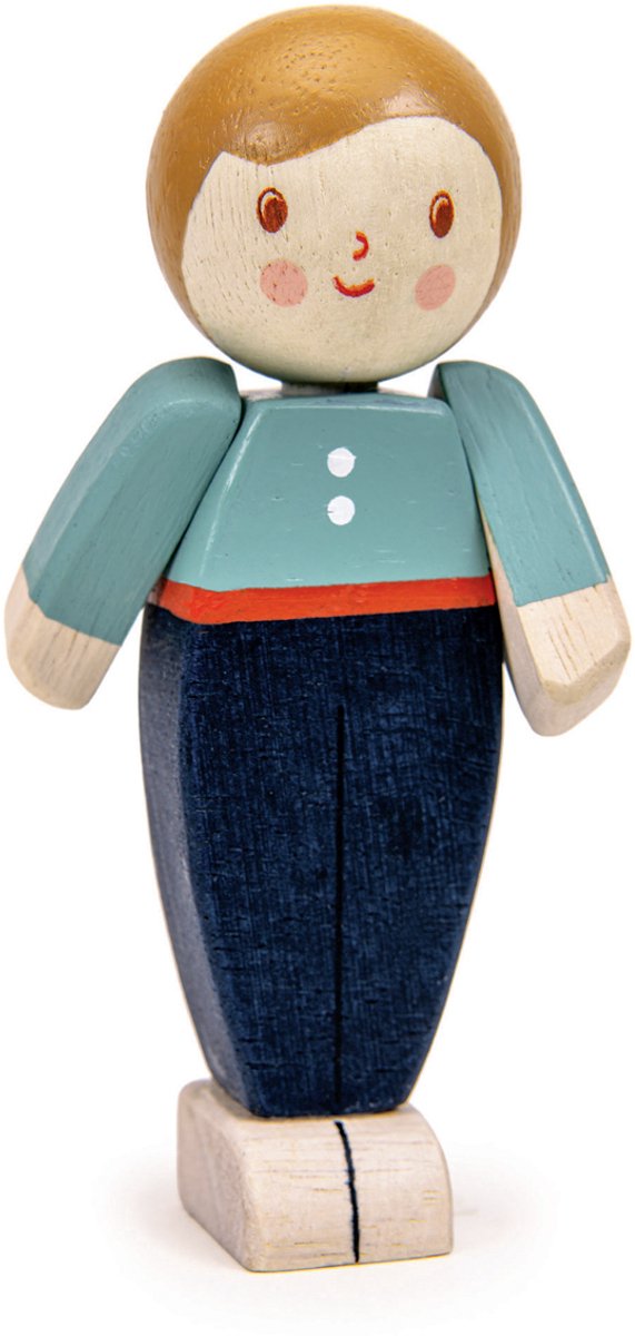 Poupée maison de poupée à feuilles tendres - père ivoire - famille de jouets en bois.