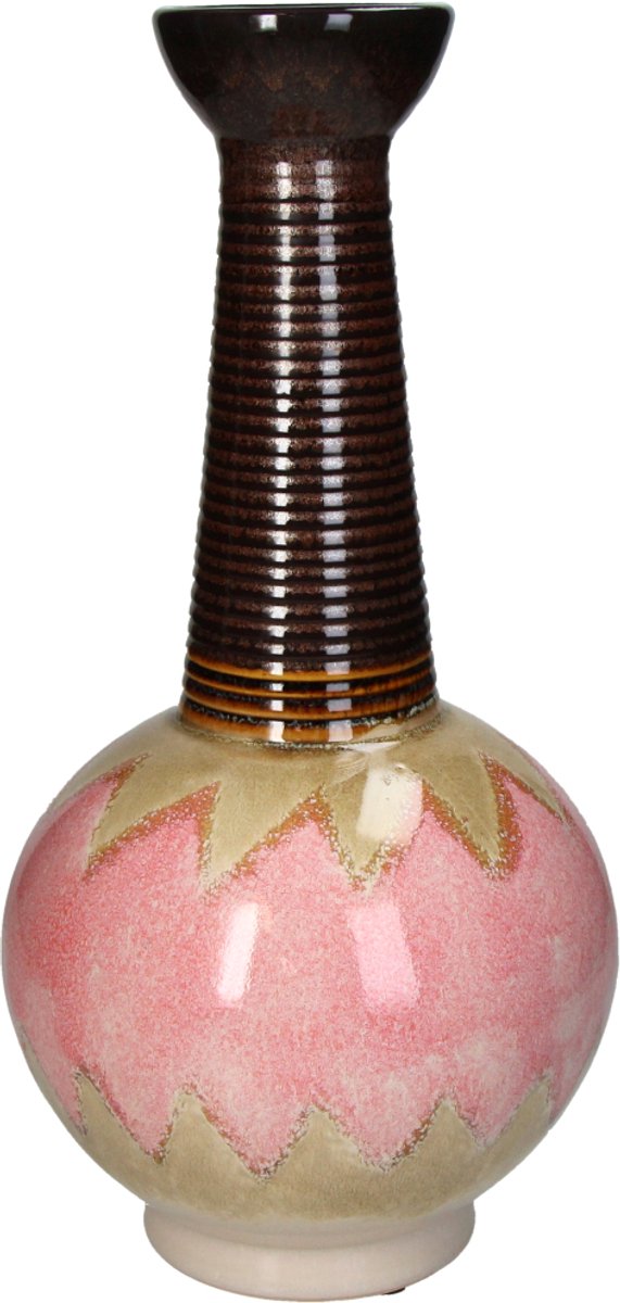 Vase collection Hd faïence rose 18,5x18,5x39cm