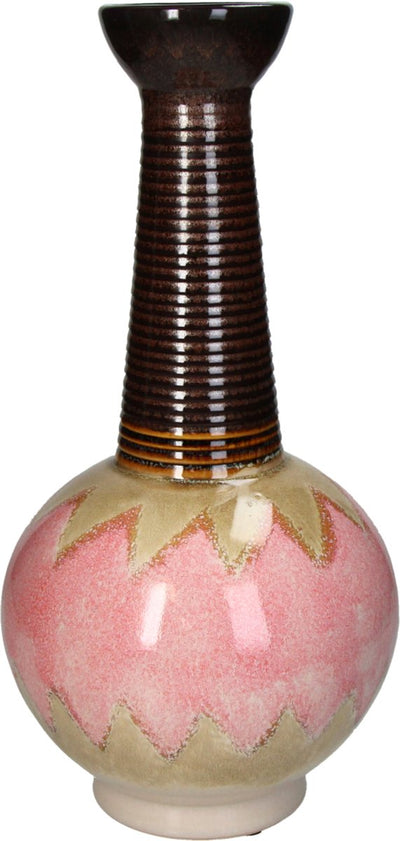 Vase collection Hd faïence rose 18,5x18,5x39cm