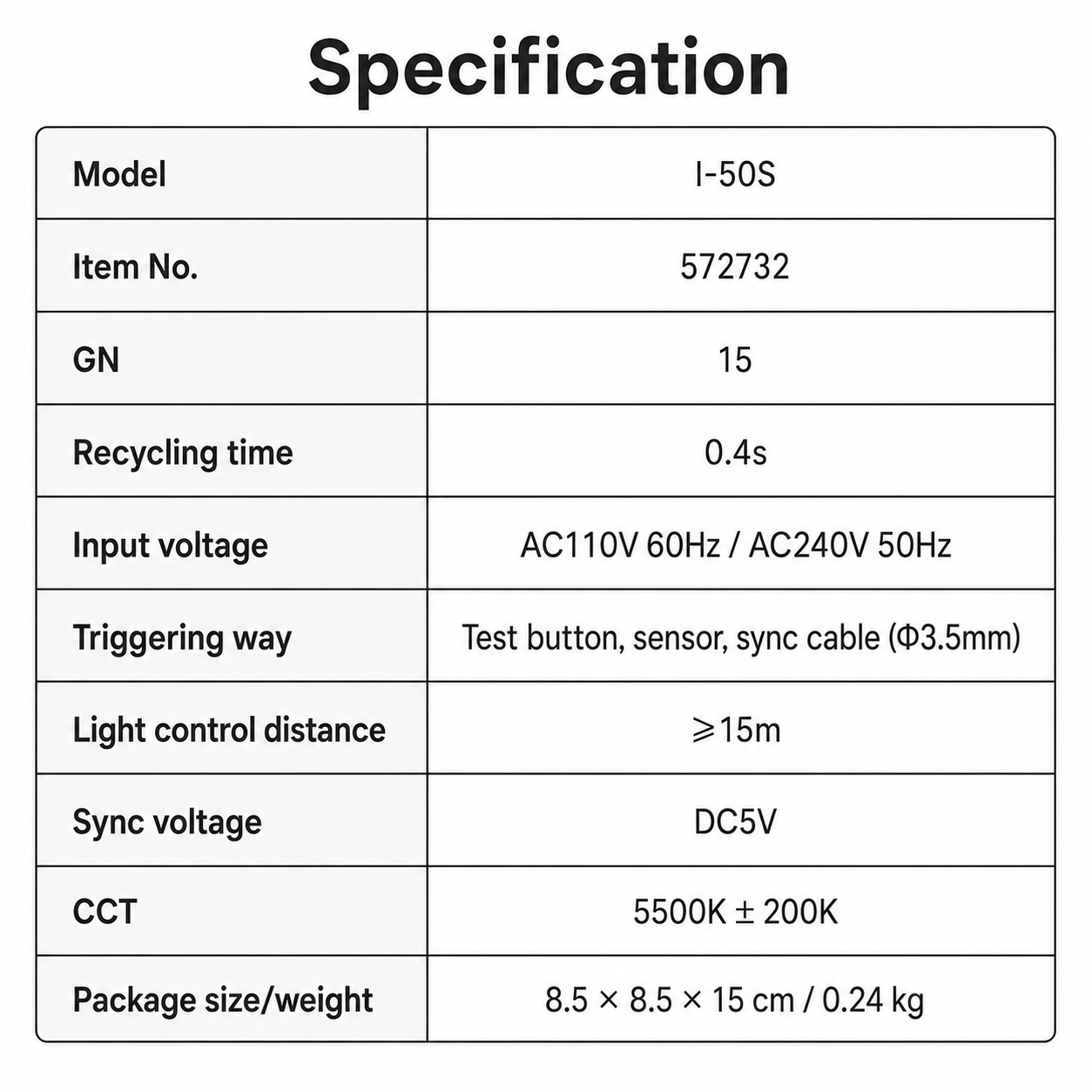 Flash d'esclave studiock I-50S E27 50WS