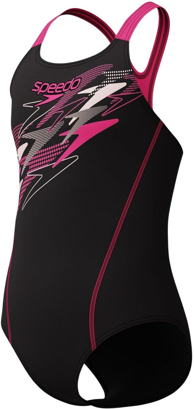 Speedo medley logo médaillé maillot de bain de sport filles - noir rose