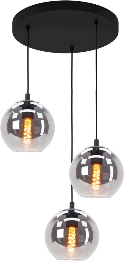 Lampe à suspension Eglo ariscani - ø 42,5 cm - verre fumé - verre fumé - noir
