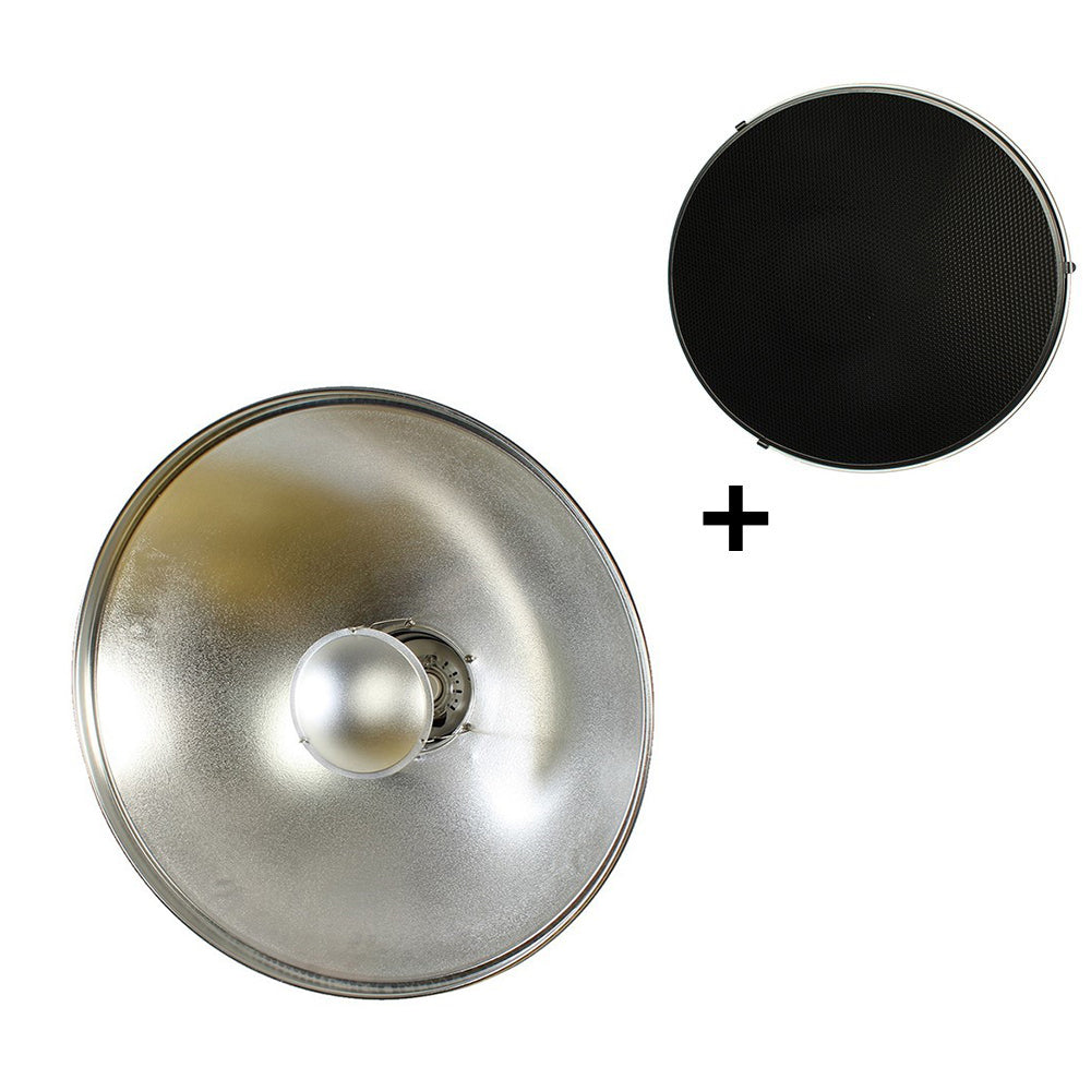 StudioKing Beauty Dish Argent SK-BD420 42 cm avec nid d'abeille