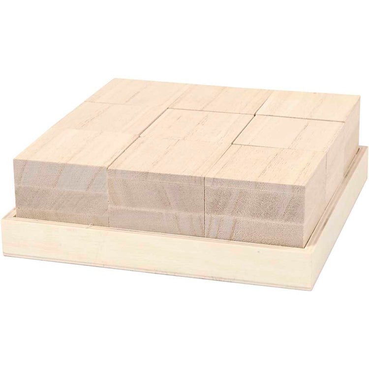 Blocs en bois Creativ company, taille 4x4x4 cm, 9 pièces, 1 boîte