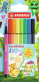 Stabilo pen 68 mini - feutre premium - animal vibes - étui de 8 couleurs + autocollant