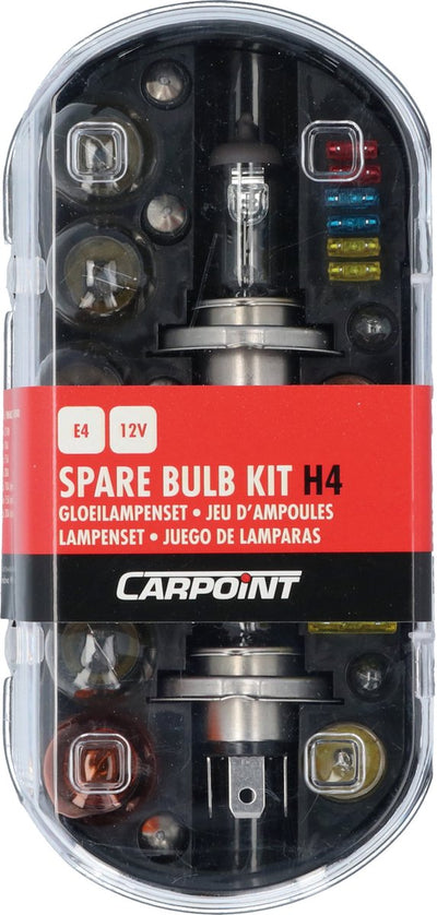 Jeu de lampes de voiture Carpoint h4 - 30 pièces - Homologation E - 18 lampes 12 fusibles enfichables - boîte de rangement compacte - facile à installer
