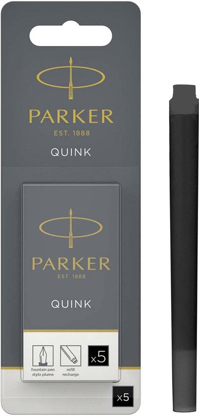 Cartouches d'encre pour stylo plume longue Parker | encre noire quink | 5 cartouches pour stylo plume (blister)