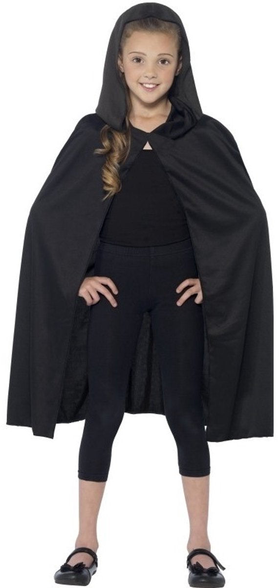 Smiffys cape d'habillage avec capuche - noir - pour enfants - polyester - cape - vêtements d'habillage