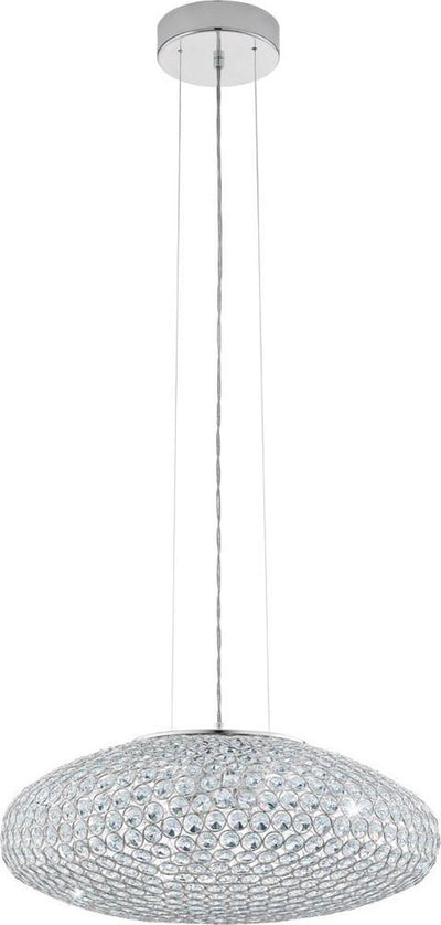 Eglo clemente - suspension - 3 lumières - ø540mm. - chromé - transparent