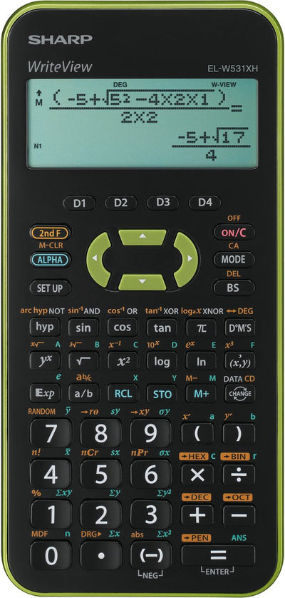 Calculatrice scientifique Sharp - elw531xhgr - noir vert - 1x pile aaa - sh-elw531xhgr