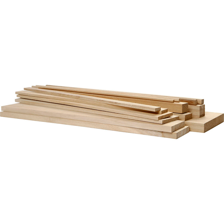 Pièces en bois Creativ company, l : 37 cm, l : 1,5-10,5 cm, 194 pièces 1 carton