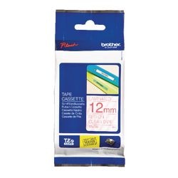 Ruban d'étiquettes brother tze132 12mmx8m rouge transparent