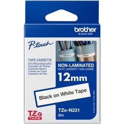 Ruban d'étiquettes brother tzen231 noir sur blanc 8000 m
