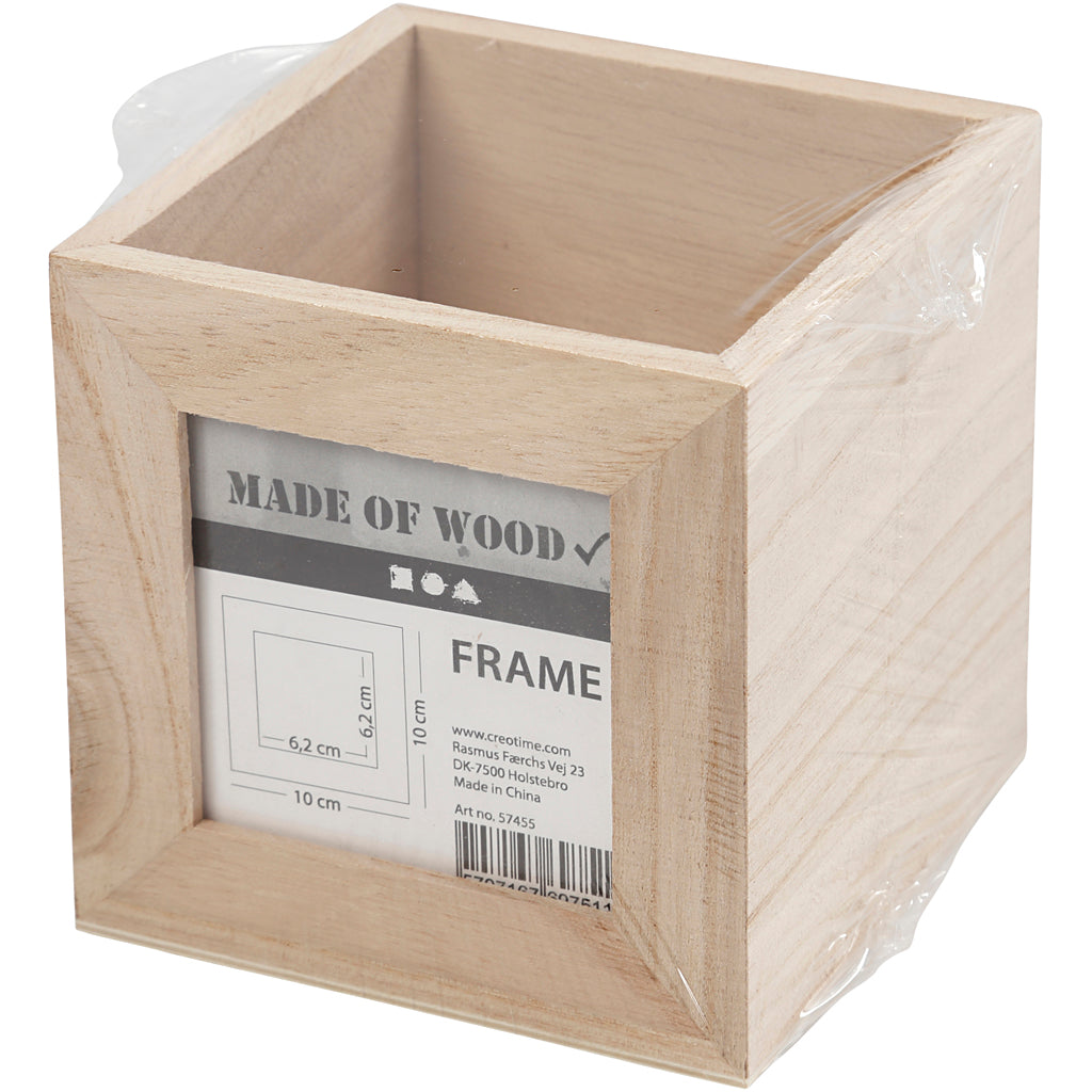 Plateau à stylo en bois avec cadre photo