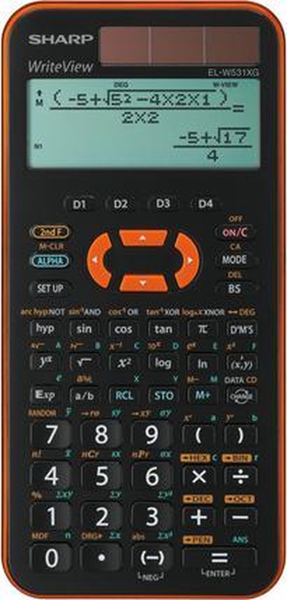 Calculatrice scientifique Sharp - elw531xgyr - noir orange - 1x pile aaa - sh-elw531xgyr