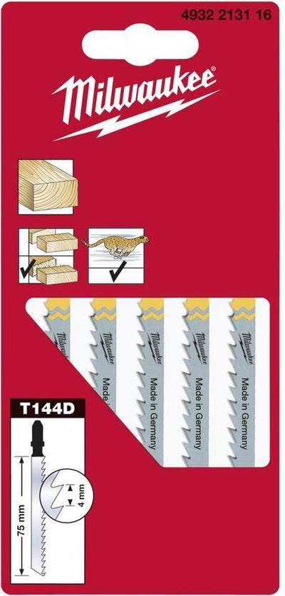 Milwaukee 4932213116 t 144 d hcs lame de scie sauteuse - rapide - bois (5 pcs) - t 144 d