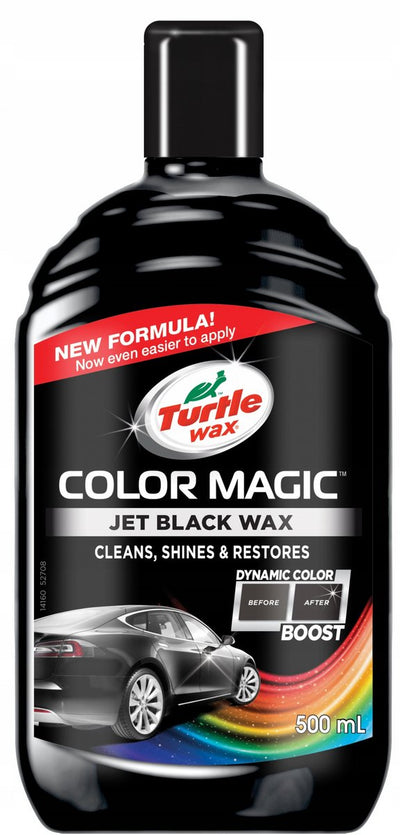 Turtle Wax Color Magic Jet Black Wax - nettoie, donne de la brillance - restaure et ajoute de la couleur - camoufle les rayures et les taches ternes - offre une protection durable - rapide et facile à utiliser - 500 ml