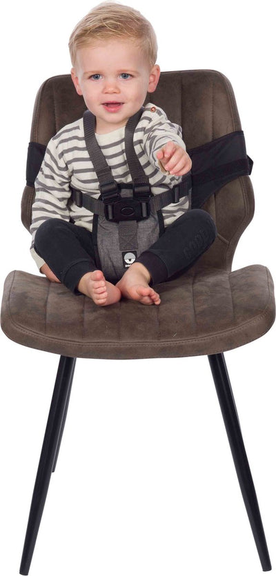 Chaise de voyage Dooky - chaise haute de voyage à emporter - mélange gris noir - 6-36 mois - ceinture harnais 5 points - pliable compacte