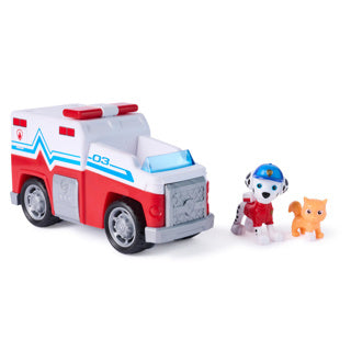 Paw Patrol - Recherche et sauvetage - Véhicule de sauvetage de Marshall avec fonction de retrait à 2 figurines - Véhicules jouets