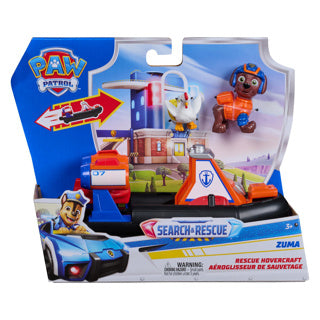 Paw Patrol - Recherche et Sauvetage - L'aéroglisseur de Zuma avec fonction de propulsion à 2 figurines - Véhicules jouets