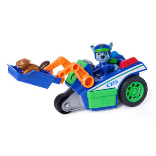 Paw Patrol - Recherche et Sauvetage - Véhicule de recyclage de Rocky avec fonction de retrait de 2 figurines - Véhicules jouets