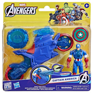 Marvel Avengers figurine 10 cm Captain America avec bouclier et moto