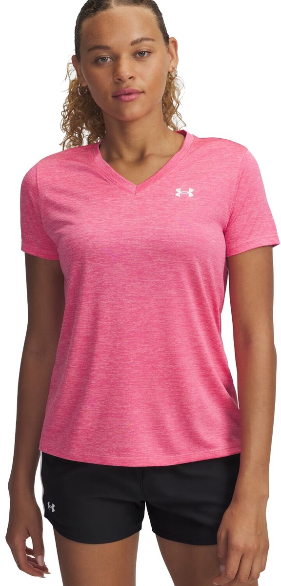 Under armour tech ssv - t-shirt de sport femme twist - rose - blanc